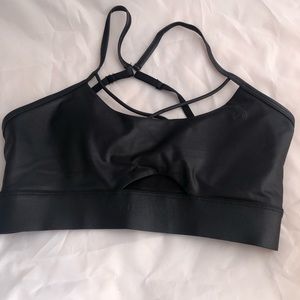 Ryderwear Wet Look Keyhole Sports Bra- Black/Medium
